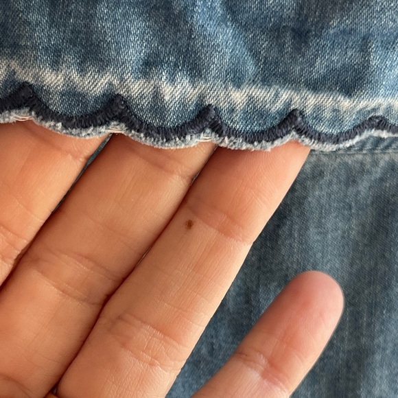 BB Dakota Blue Chambray My Way Mini Dress 100% Cotton Embroidered Collar Sz S - Picture 7 of 8